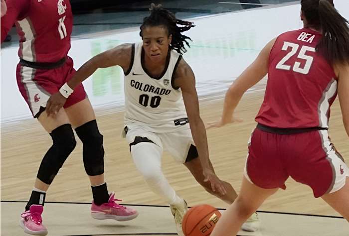Jaylyn Sherrod in the lane against Washington State